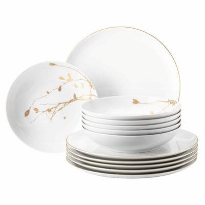 Seltmann Weiden Tafelservice 12-tlg. Liberty Golden Rose Hip, Geschirr Porzellan