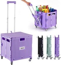 Folding Utility Cart Portable Rolling Crate Handcart Shopping Trolley