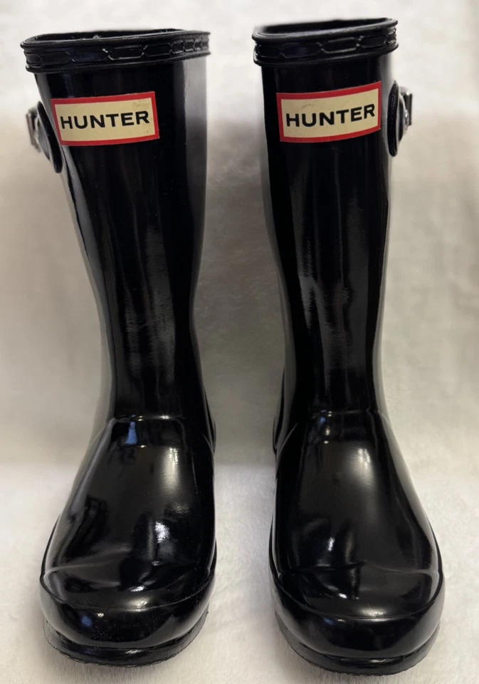Botas de lluvia Hunter Originales para niños brillantes negras UK11 US12C/13C EU29 ligeramente usadas Foto 2 de 4