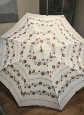 CF Vintage Umbrella Cream Resin Handle Off White Blue Brown Floral
