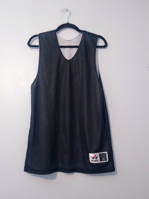 Alleson Athletic Mesh Sleeveless Tank Men's Medium Black & White V Neck 