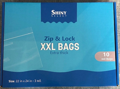 10ct  22'' x 24'' Zip & Lock XXL Clear Bags Extra Thick 3 Mil.