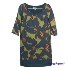 Loft by Ann Taylor Blue Yellow Red Bold Floral Dress Size 2