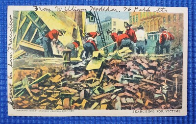 Vtg 1906 Firefighters Searching for Earthquake Victims San Francisco CA Postcard
