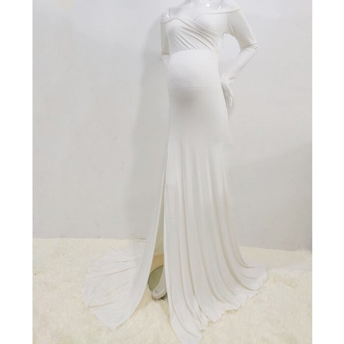 Pregnant Women Dress Maternity Stretchy Gown Split For Photography Photo Shoot - Picture 12 of 19