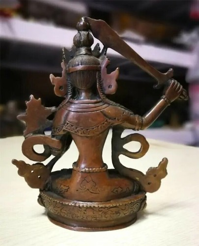 Antico Buddismo Tibetano Bronzo Kwan-yin Buddha Manjushri Statua Javascript - Foto 2 di 11