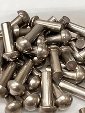 (100) 1/4 X 3/4 Round Head Solid Rivet Stainless Steel .25 X .75 1/4X3/4"