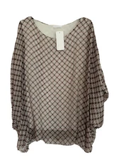 MADE IN ITALY WHITE  SIZE LARGE SILK OUTER GEOMETRIC  AIRY NWT