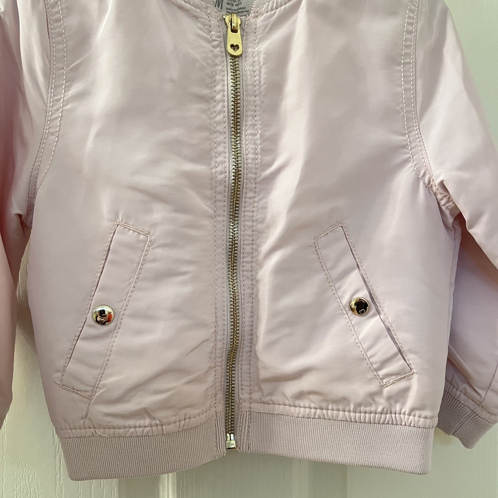 H&M Pale Pink Bomber Jacket Girls Size 2-3 years NWT thumbnail 3