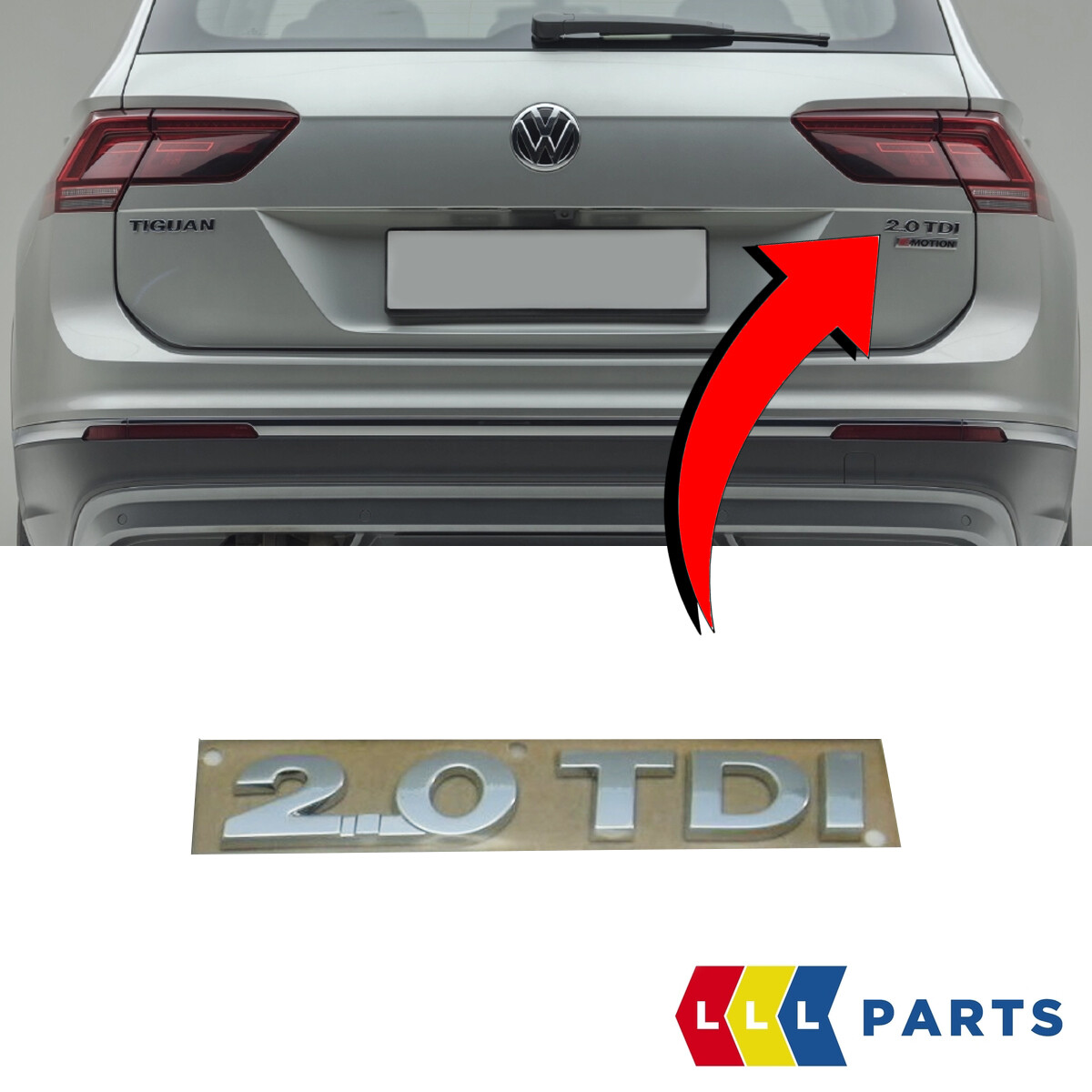 NEW GENUINE VW TIGUAN 16 - 19 TRUNK BOOT LID 2.0 TDI BADGE EMBLEM