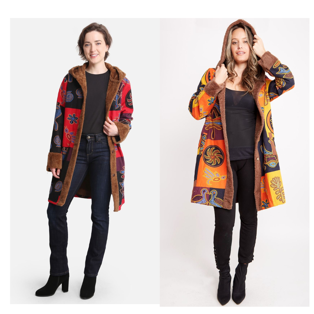 Fur jacket women , Patch Work , African Print , Full Sleeves