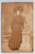RPPC: Social History. Women. Lady In Funeral Black With Big Hat. Unposted.