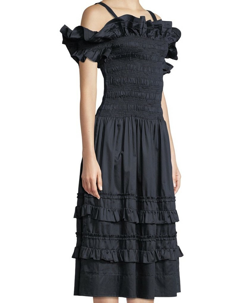 taylor off shoulder midi dress Taylor Black Off Shoulder Midi Dress with Front Zipper