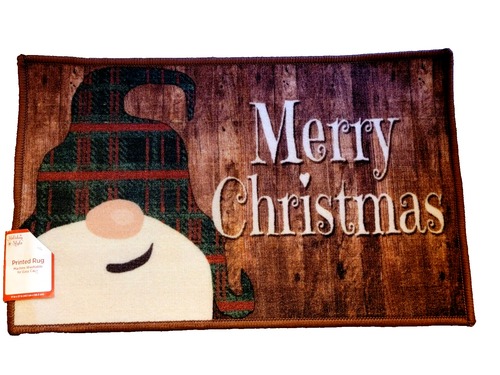 Gnome Merry Christmas Doormat Rug Washable Non-Slip 17" x 27"