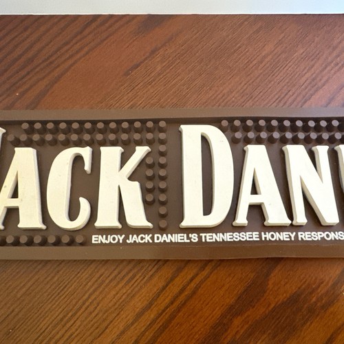 Jack Daniels Whiskey Tennessee Honey Rubber Bar Rail Spill Mat Rare Color Vtg - Picture 4 of 16