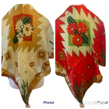 Wyoming Traders Wild Rag Southwest Cactus Print 100% Silk Western Scarf 34.5"