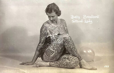 #ad #ad Betty Broadbent tattooed woman photo tattoo RPPC Photo Postcard Copy $4.95