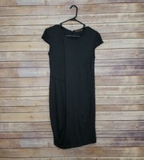 ALEXANDER MCQUEEN Heathered Gray Short Sleeve Drape Knit Dress Size Small