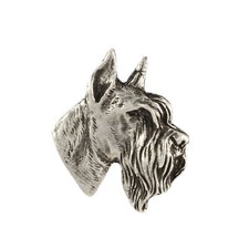 Schnauzer II  - Versilberte Hundebrosche, elegante Anstecknadel, Jackenreverssch