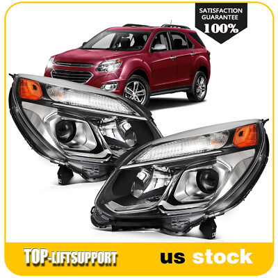 2Pcs Headlight Assembly For Chevy Equinox 2016-2017 Chrome Housing Headlamps