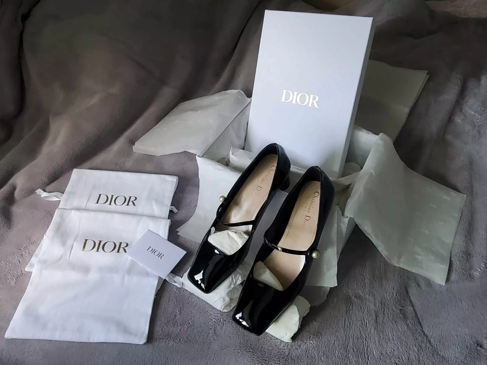 Christian Dior Jolie Dior/escarpins/brevet cuir de veau/38,5/noir/cuir