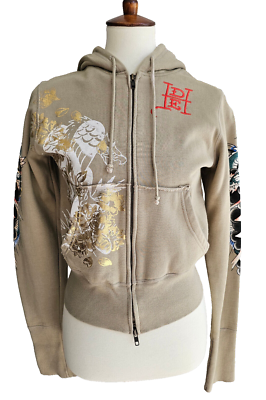 VINTAGE ED HARDY X CHRISTIAN AUDIGIER EAGLE WOMENS ZIP UP HOODIE
