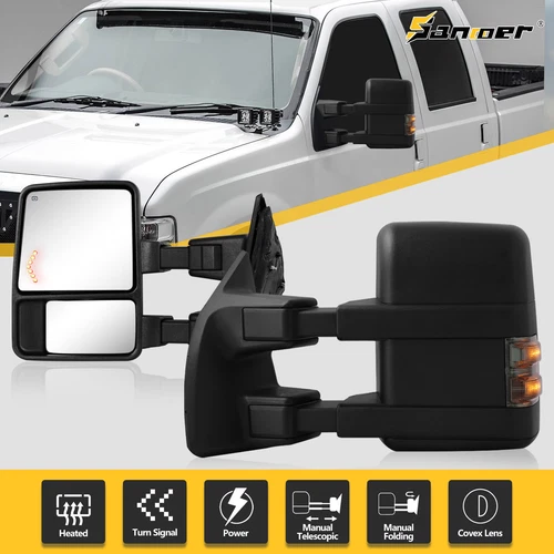 Power Adjust Heated Signal Tow Mirrors For 1999-2016 Ford F250-F550 Super Duty 