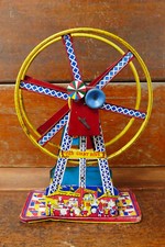 Vintage 1950s Ferris Wheel The Giant Ride Wind Up Tin Toy by Ohio Art Co WORKS 