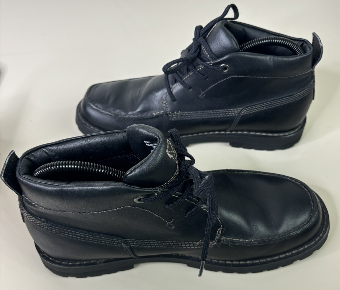 Timberland Men Sz 8 Baluster Chukka Black Leather Ankle Boot  display picture 3