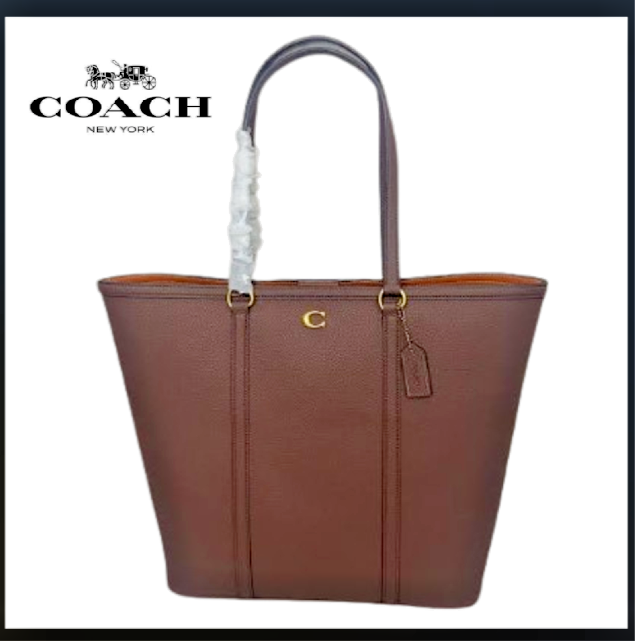 Coach CU056 Legacy Tote Bag Brown Polished Pebble Leather Outlet