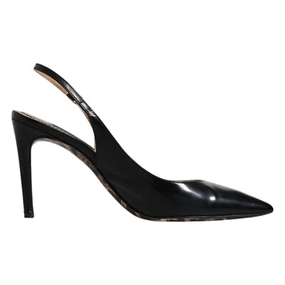 DOLCE & GABBANA Shoes Black Leather High Heels Slingbacks