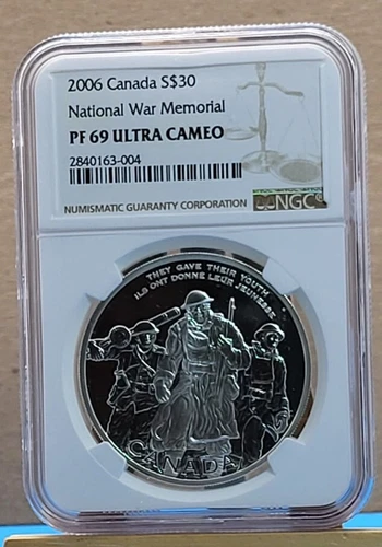 2006 CANADA $30 - NATIONAL WAR MEMORIAL - NGC PF69 UC /w BOX & COA - SILVER COIN