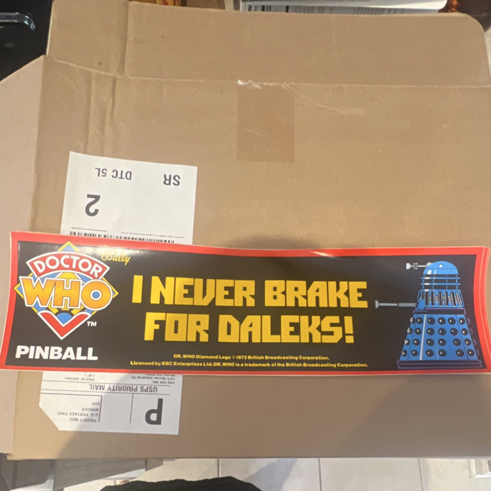 Bally Doctor Who Pinball I Never Brake For Daleks! Banner Sign bumper ...