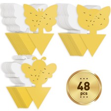 48 Pack Fruit Fly Traps for Indoor Outdoor, 3 Shapes Yellow Sticky Bug Traps,...