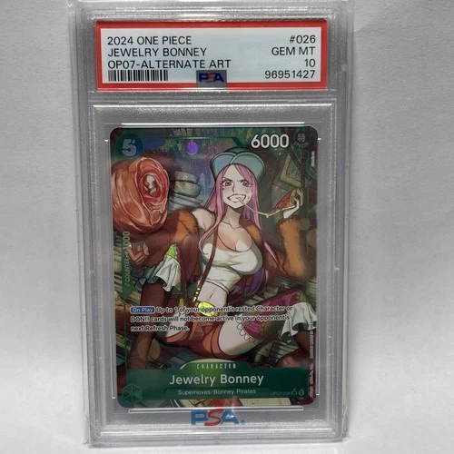 One Piece Jewelry Bonney OP07-026 Alt Art PSA 10 ENGLISH ERROR Label (READ DESC)