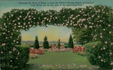 Hershey Rose Garden Postcard PA Vintage Arch of Roses Biblical Statue Rebecca