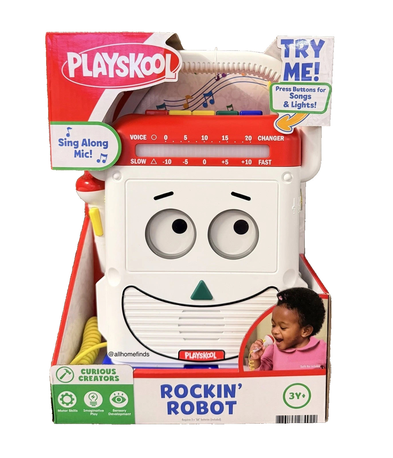 Playskool Rockin’ Robot Toy with Sing-Along Microphone, Songs & Lights, Learning