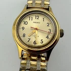VTG Seiko Watch 1104-0259 Women Hand Winding Mechanical Gold Tone 17J Stretch