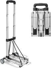 KEDSUM Mini Luggage Cart with Wheels Foldable, Lightweight Trolley Silver