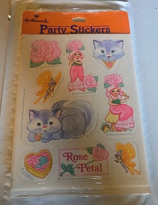 #ad Vtg 1983 Hallmark Rose Petal Place Sticker Sheet David Kirschner Pitterpat 80s $4.95