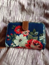 Cath Kidston London Navy Blue Floral Print Oil Cloth Zip Wallet Purse
