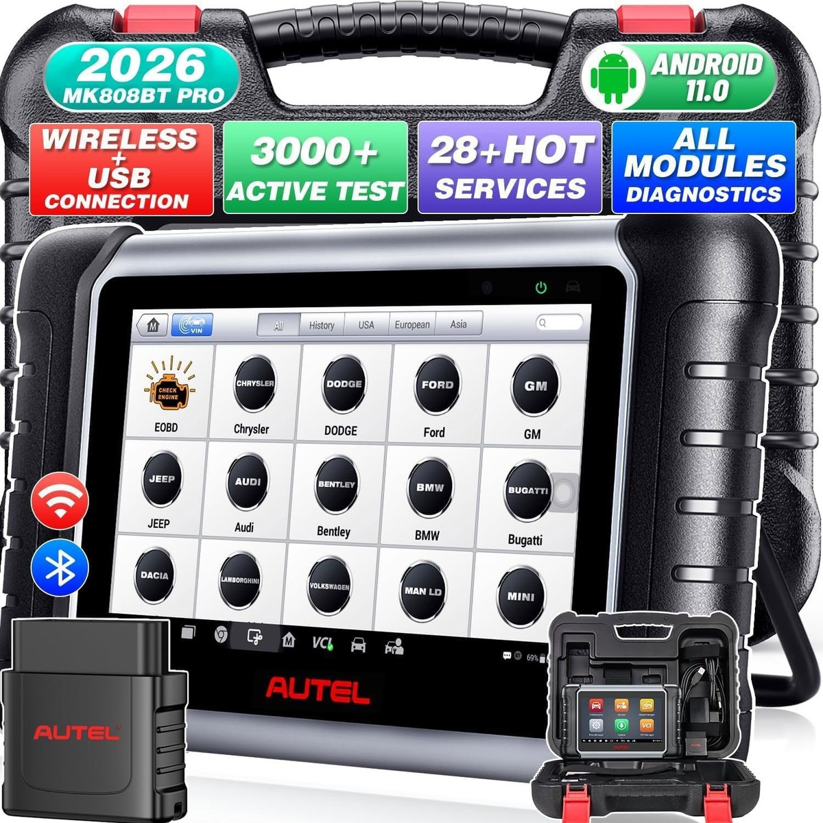 【通電確認済】AUTEL MaxiCOM MK808BT 故障診断機ジャンク扱い Autel MK808BT PRO 2026 Bi-Directional Test Diagnostic Tool Better