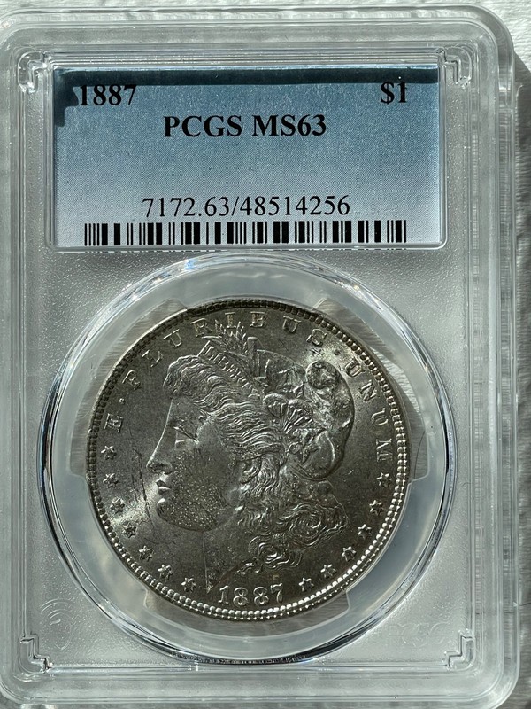 1887 $1 PCGS MS63 Morgan Dollar -FREE SHIPPING-
