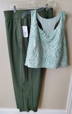 Xersion Womens Workout 2Pc Set 4X Green Active Yoga Sports Top Pants MSRP 98