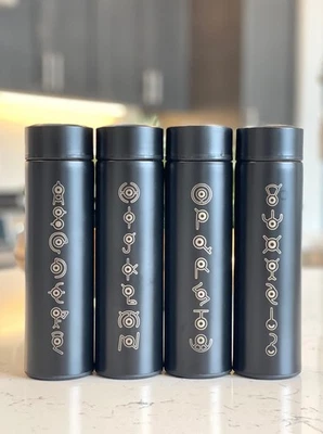 Unown Coffee Tumbler, Engraved “Unown Alphabet” Waterbottle with Tea Infuser - Image 1 of 4