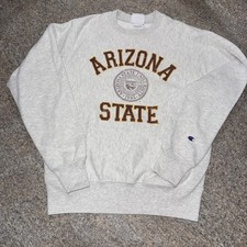 Vintage 90s Arizona State ASU Champion Reverse Weave Crewneck Size S Gray