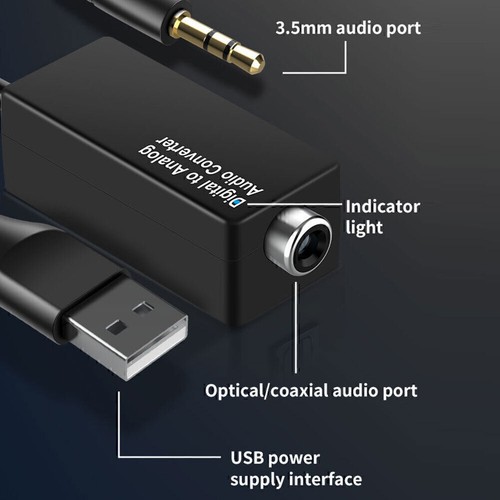 Audio converter coaxial optical converter digital-to-analog 3.5mm jack DAC USB - Picture 11 of 12