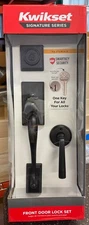 Kwikset Front Door Lock Set Smartkey Matte Black Hawthorne/Trafford
