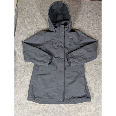 Patagonia Kids Insulated Waterproof Parka Jacket Gray Hooded Winter Warm