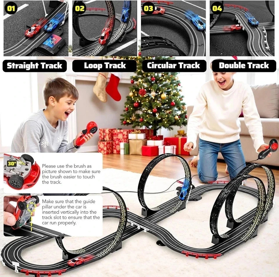 Slot Car Race Track Set Electric Powered Race Track Dual Racing Car ...